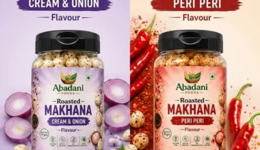 Abadani Foods Roasted Makhana Combo – Cream & Onion and Peri Peri Flavours (77g Each)
